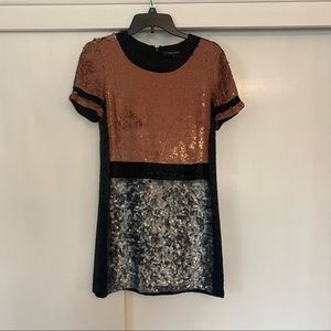 Color block sequin shift dress - XS
